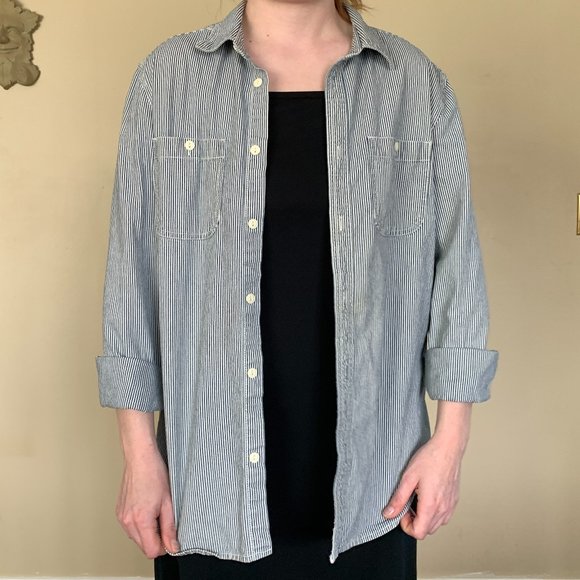 Navy Striped Button-up - Picture 7 of 11